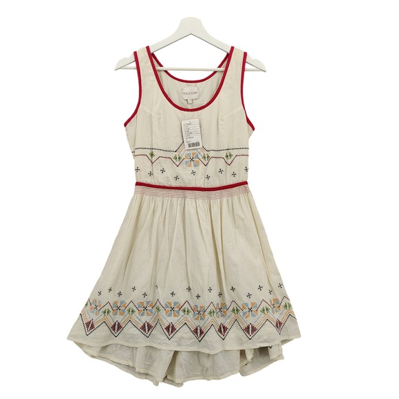Dolls Point Dresses & Skirts - Dolls Point Women Dress Boho Folk Cottagecore 4 Cream Red Embroidered High Low